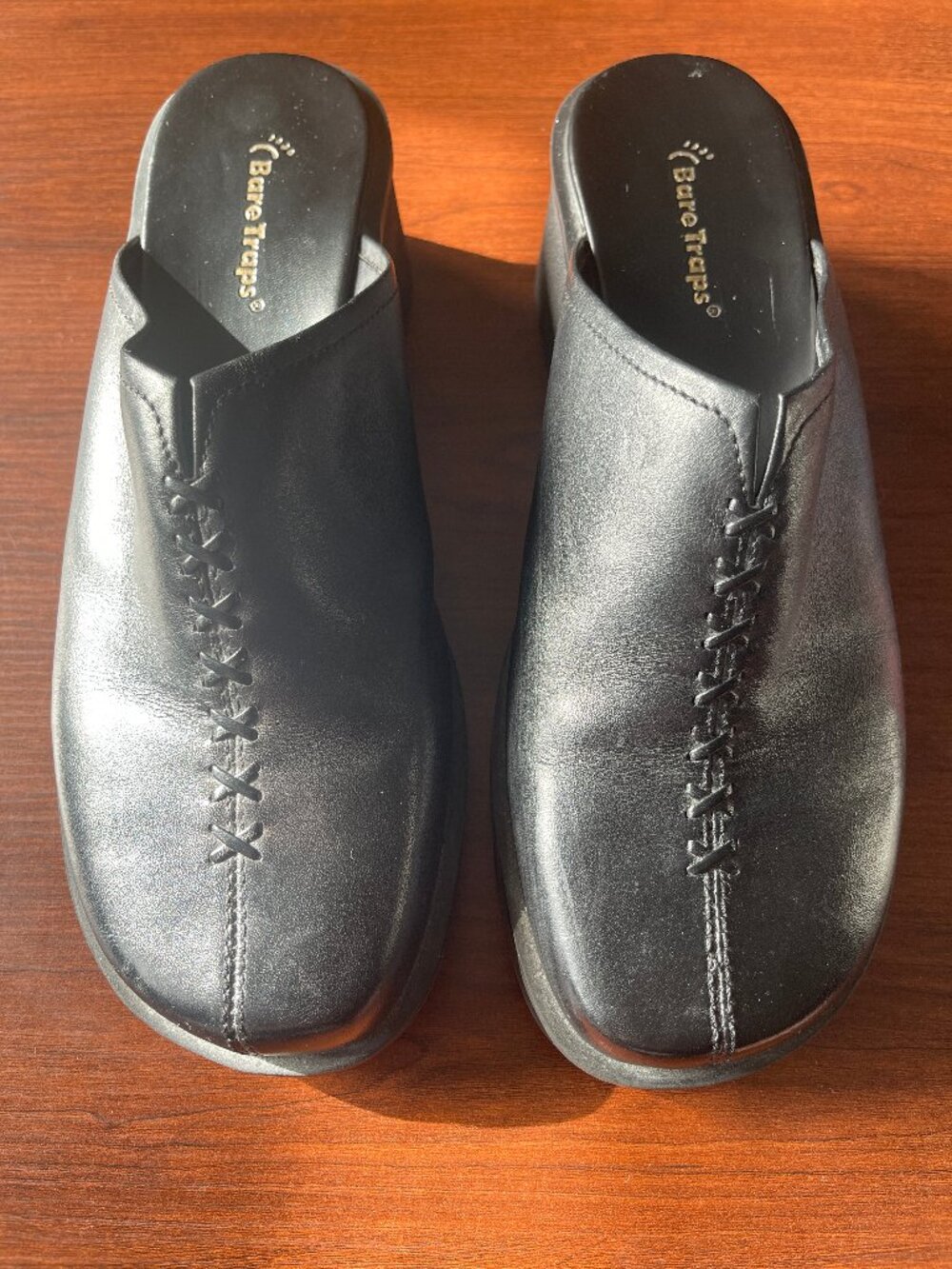 Baretraps Juliana Black Leather Mules Y2K 9.5 Women (LIKE NEW)